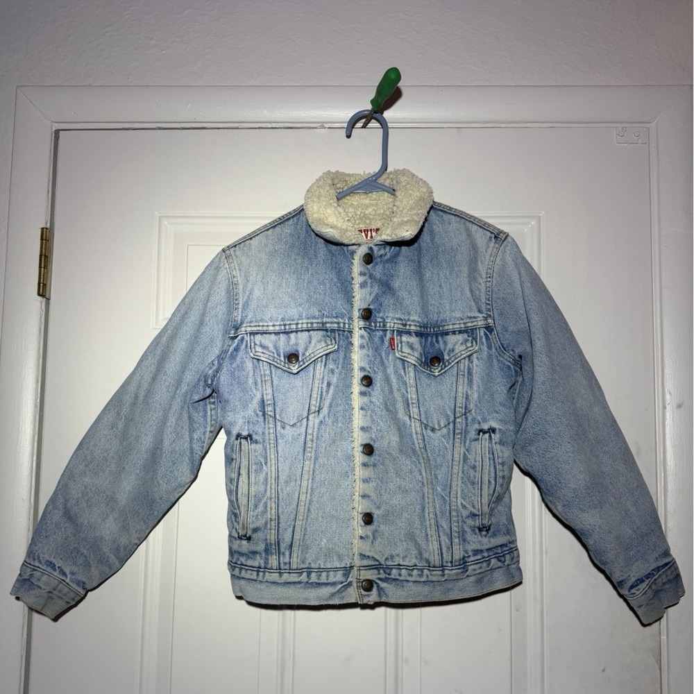 Vintage Sherpa Lined Levis 70s-80s Denim Trucker Jacket San Fran VERY GOOD SZ 18